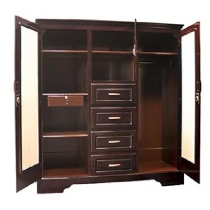 Ropero Shely 3 Cuerpos Tradicional 4 Gavetas 3 Espejos Cherry