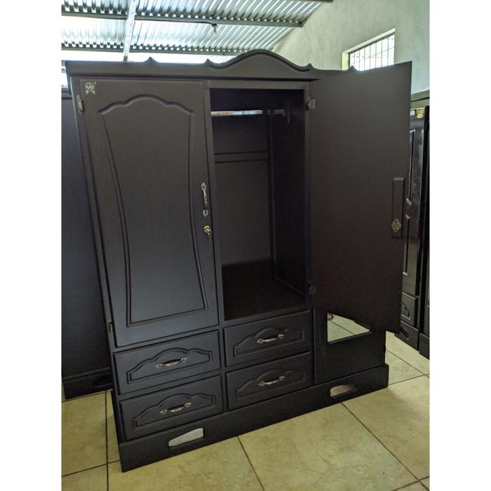 Ropero Mv 3 Cuerpos Economico 4 Gavetas, Obscuro Mate