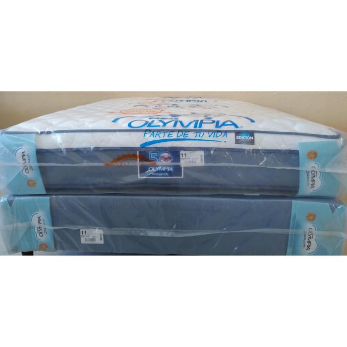 Set Cama Olympia Matrimonial Edicion Especial Blanco/Gris