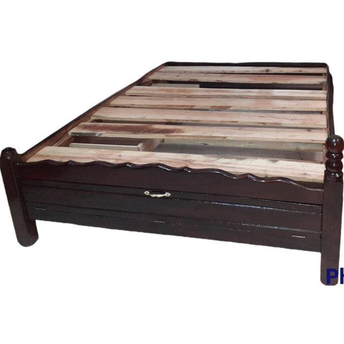 Cama Madera Galilea Matrimonial Carreta/Oscuro