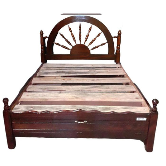 Cama Madera Galilea Matrimonial Carreta/Oscuro